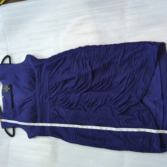 Adrianna Papell Women's Blue Chiffon Ruched Special Occasion Dress Size 12P - Picture 9 of 9